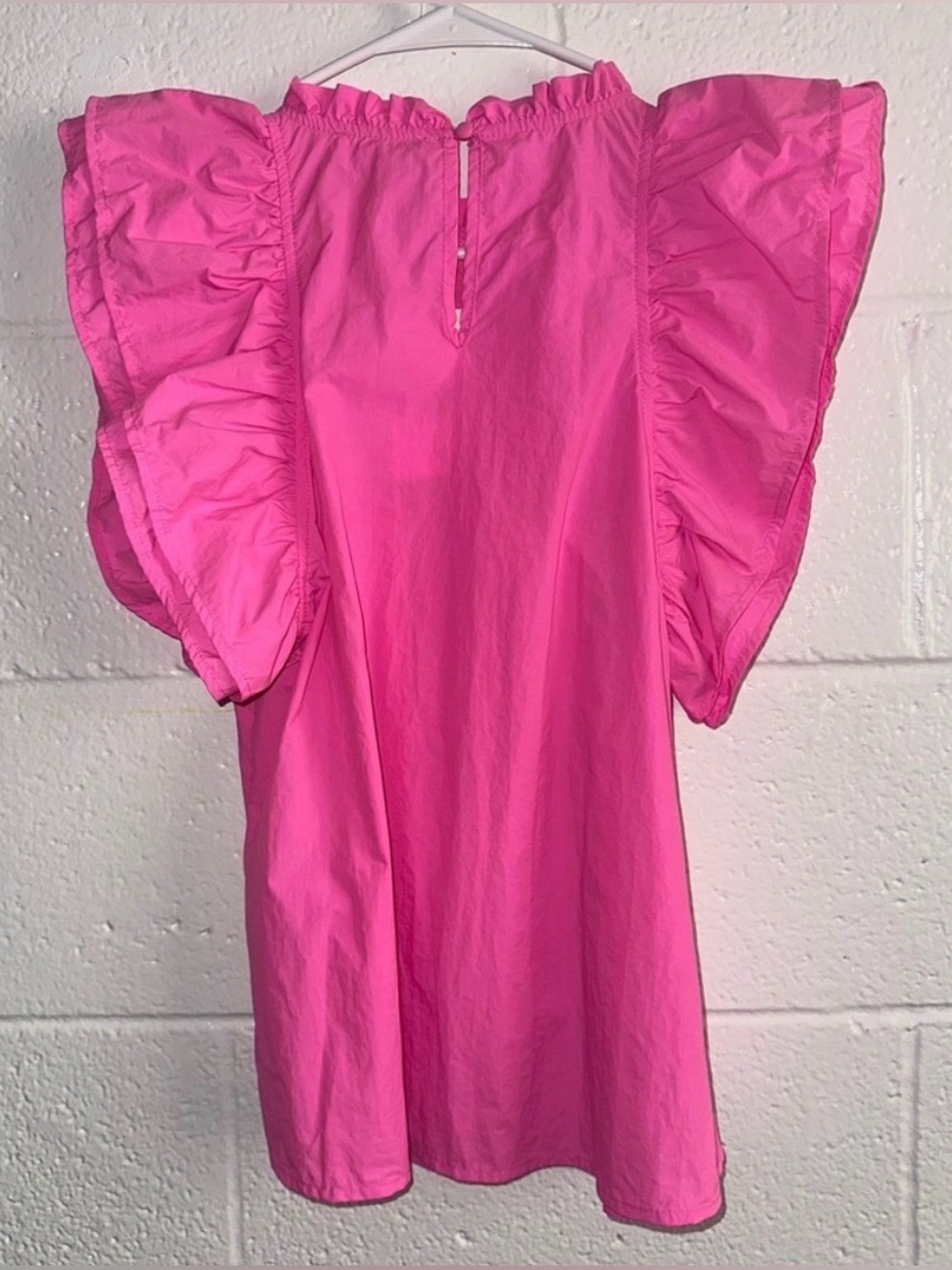 THML Hot Pink Ruffle Sleeve Smocked Top - Picture 4 of 5